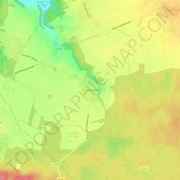 Topografische kaart Fontaineroux, hoogte, reliëf