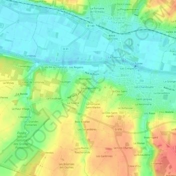 Topografische kaart Saint-Martin, hoogte, reliëf