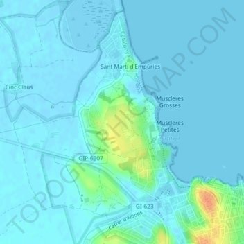 Topografische kaart CIUTAT ROMANA, hoogte, reliëf