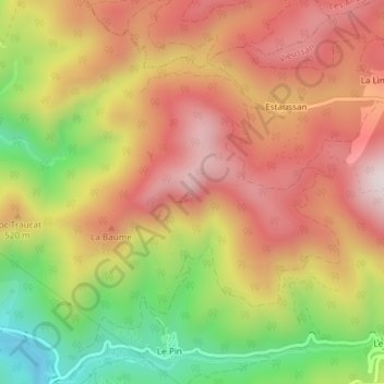 Topografische kaart Tour du Pin, hoogte, reliëf