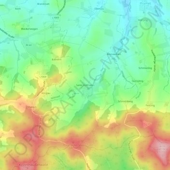 Topografische kaart Sankt Kollmann, hoogte, reliëf