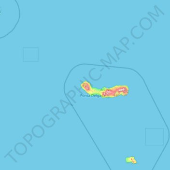 Topografische kaart Lagoa das Sete Cidades, hoogte, reliëf