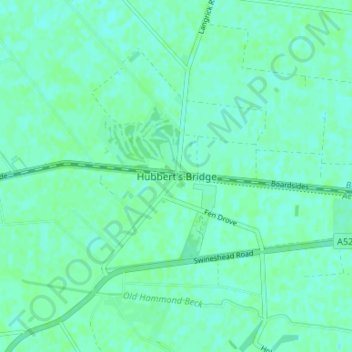 Topografische kaart Hubbert's Bridge, hoogte, reliëf