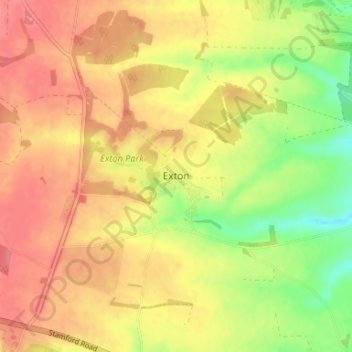 Topografische kaart Exton, hoogte, reliëf