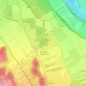 Topografische kaart Lechrain, hoogte, reliëf