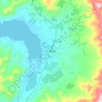 Topografische kaart El Palqui, hoogte, reliëf