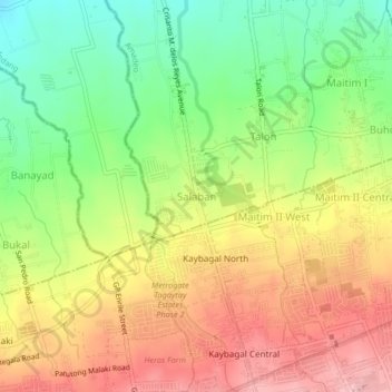 Topografische kaart Salaban, hoogte, reliëf
