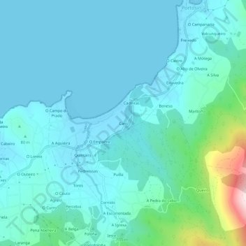 Topografische kaart Cans, hoogte, reliëf