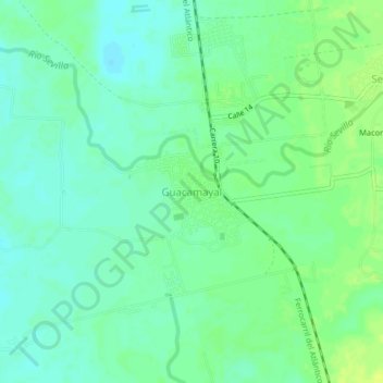Topografische kaart Guacamayal, hoogte, reliëf
