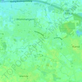 Topografische kaart Stenenkruis, hoogte, reliëf