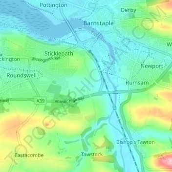 Topografische kaart Lake, hoogte, reliëf
