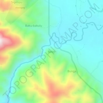 Topografische kaart Bobo, hoogte, reliëf