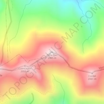 Topografische kaart Peña Iján, hoogte, reliëf