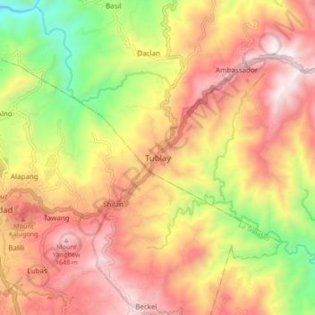 Topografische kaart Tublay, hoogte, reliëf