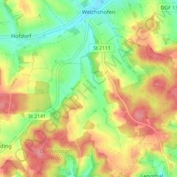Topografische kaart Eglhof, hoogte, reliëf