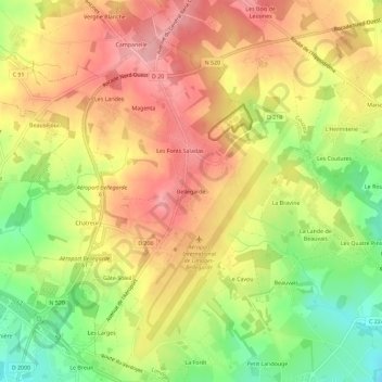 Topografische kaart Bellegarde, hoogte, reliëf
