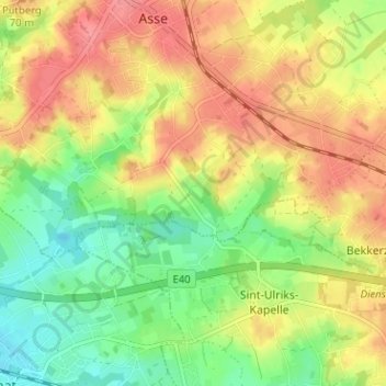 Topografische kaart Vrijthout, hoogte, reliëf