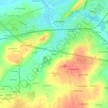Topografische kaart La Rivière, hoogte, reliëf