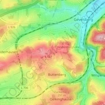 Topografische kaart Hilgenplatz, hoogte, reliëf