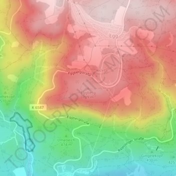 Topografische kaart Eggberg, hoogte, reliëf