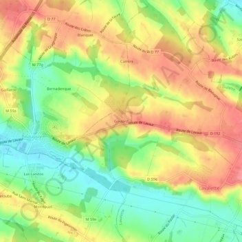 Topografische kaart Goulard, hoogte, reliëf