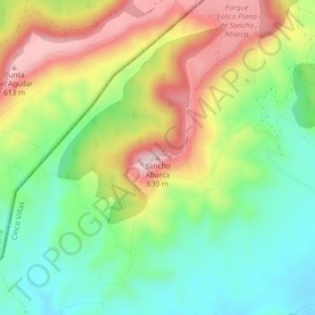 Topografische kaart Sancho Abarca, hoogte, reliëf