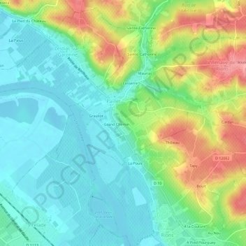 Topografische kaart Font Darlan, hoogte, reliëf