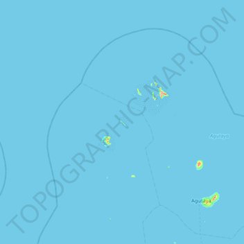 Topografische kaart Amanpulo, hoogte, reliëf