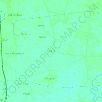 Topografische kaart Chikni, hoogte, reliëf