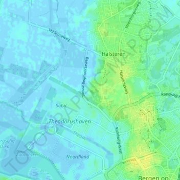 Topografische kaart Spinolaberg, hoogte, reliëf