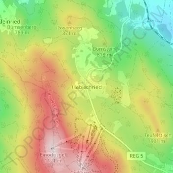Topografische kaart Habischried, hoogte, reliëf