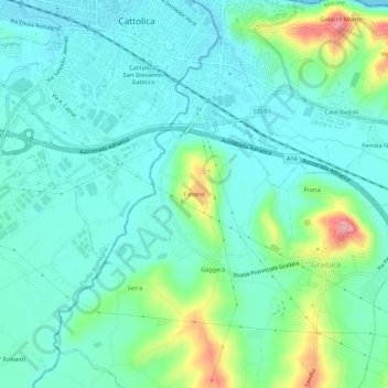 Topografische kaart Fanano, hoogte, reliëf