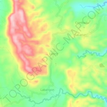 Topografische kaart Loong, hoogte, reliëf