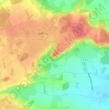 Topografische kaart Stromberg, hoogte, reliëf