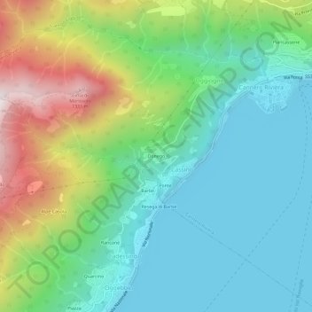 Topografische kaart Donego, hoogte, reliëf