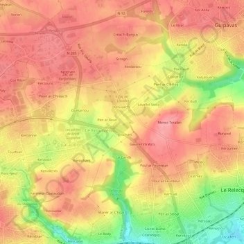 Topografische kaart Salanguis, hoogte, reliëf