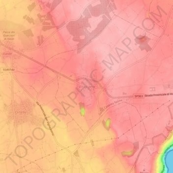 Topografische kaart Vitigliano, hoogte, reliëf