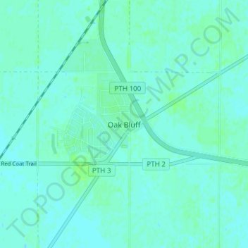 Topografische kaart Oak Bluff, hoogte, reliëf