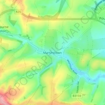 Topografische kaart Martinstown, hoogte, reliëf