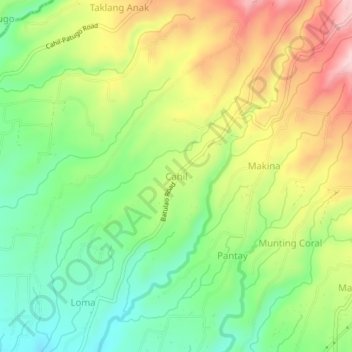 Topografische kaart Cahil, hoogte, reliëf