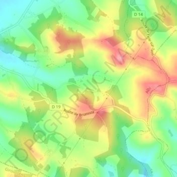 Topografische kaart Le Rouquet, hoogte, reliëf