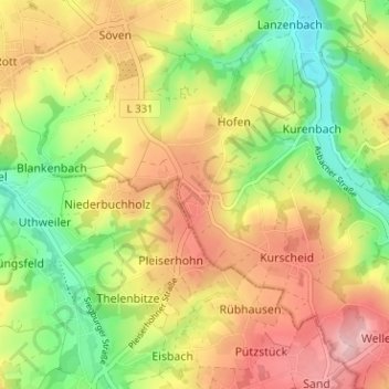 Topografische kaart Westerhausen, hoogte, reliëf