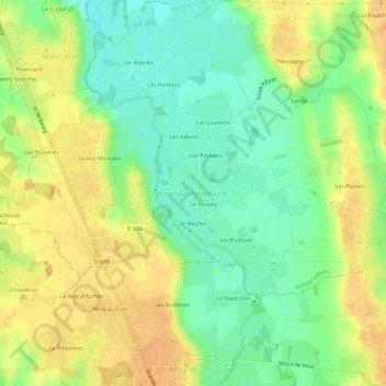 Topografische kaart Cras-sur-Reyssouze, hoogte, reliëf