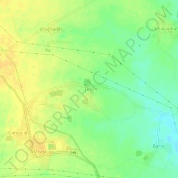 Topografische kaart Tulsi, hoogte, reliëf