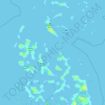 Topografische kaart Hundred Islands, hoogte, reliëf