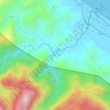Topografische kaart Laserna, hoogte, reliëf