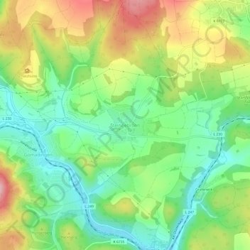 Topografische kaart Steingebronn, hoogte, reliëf