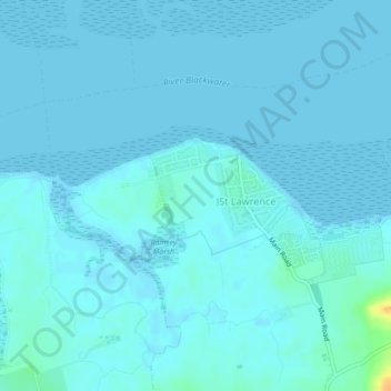 Topografische kaart Ramsey Island, hoogte, reliëf