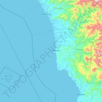 Topografische kaart South Pandan Island, hoogte, reliëf