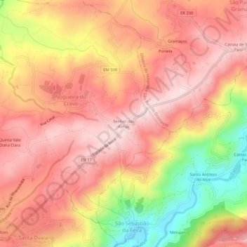 Topografische kaart Senhor das Almas, hoogte, reliëf